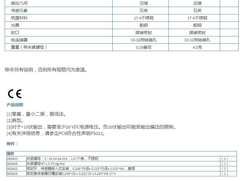 美***PCB高频ICP?压力传感器113B28参数