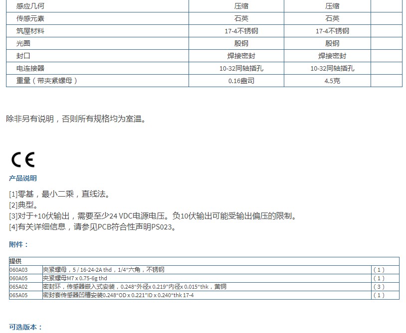 美***PCB高频ICP?压力传感器113B27技术参数