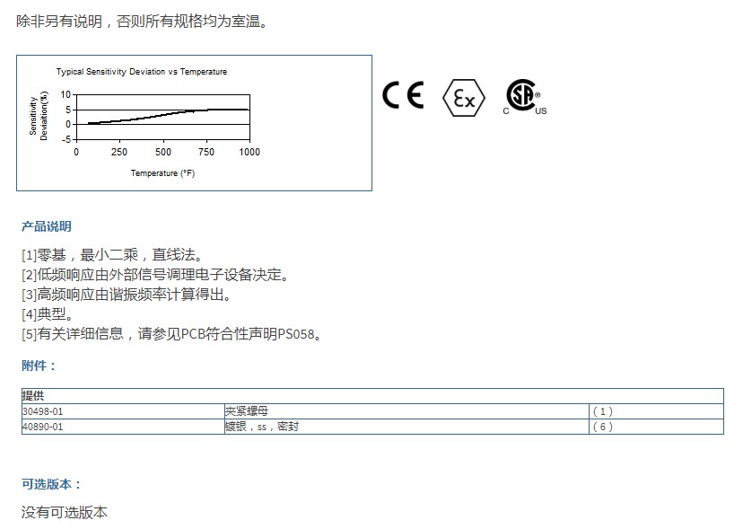 PCB高压ICP?弹道压力传感器109C12型技术参数